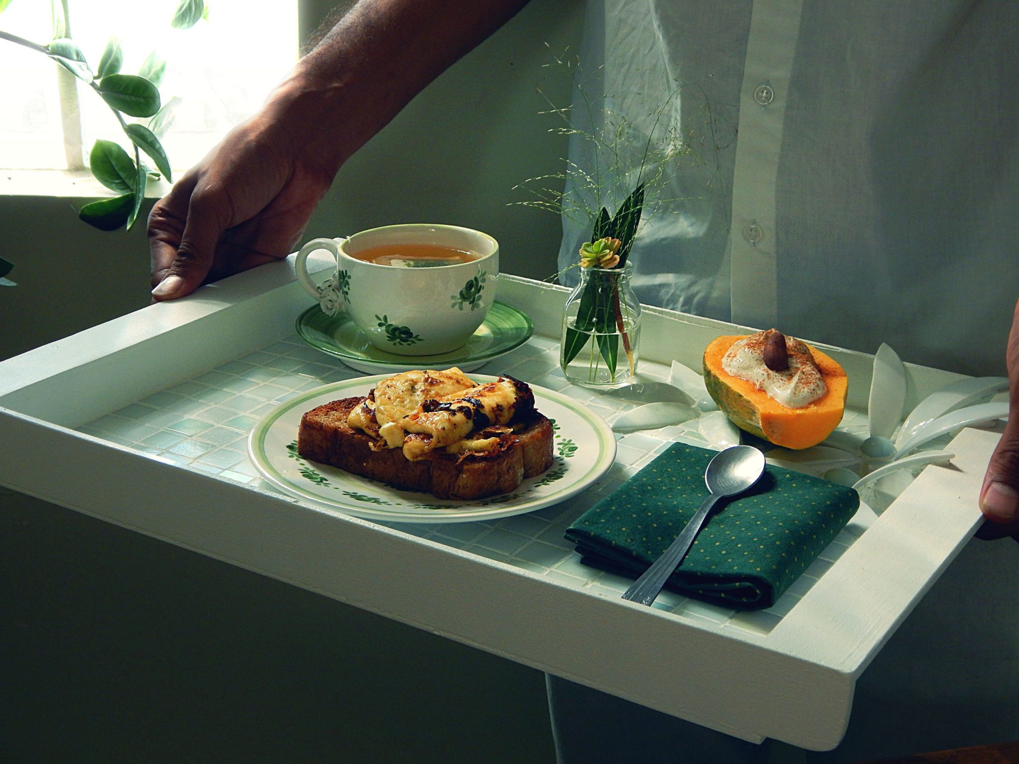 Café da manhã com Chá Verde Orgânico
